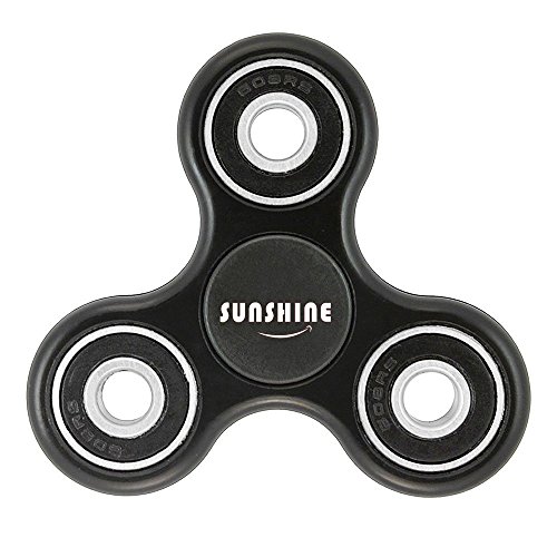 Sunshine Tri-Spinner Fidget EDC Toy Stress Reducer Hybrid Ceramic Bearing - Perfect For ADD, ADHD, Anxiety, and Autism Adult Children (Black)