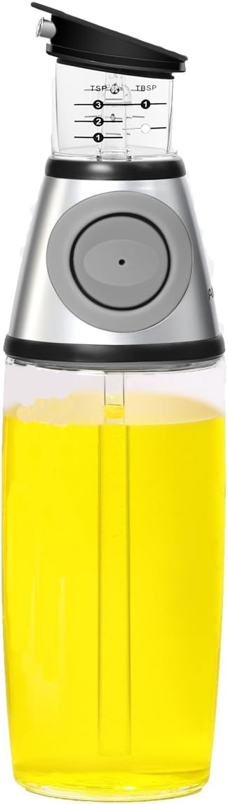 MAXZONE Olive Oil Dispenser Bottle - 17 Oz Oil Bottle Glass with NoOil Pourer Dispensing Bottles for Kitchen - Olive Oil Glass Dispenser to Measure Cooking Vegetable Oil and Vinegar(yin)