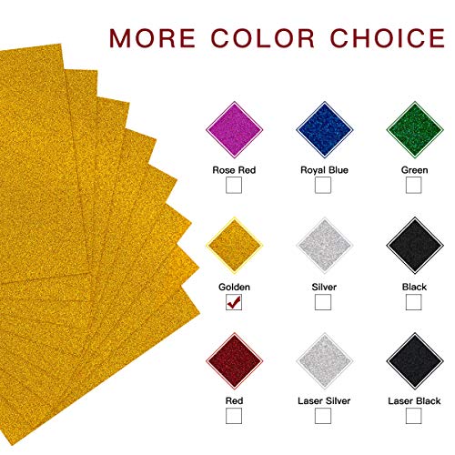 HTVRONT Gold Glitter Heat Transfer Vinyl HTV 8 Sheets 12in x 10in