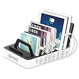 Okra 7-Port USB Charging Station [Quick Charge 2.0] Universal Desktop Tablet & Smartphone Multi-Device Hub Charging Dock for iPhone, iPad, Galaxy, Tablets (White)