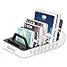Okra 7-Port USB Charging Station [Quick Charge 2.0] Universal Desktop Tablet & Smartphone Multi-Device Hub Charging Dock for iPhone, iPad, Galaxy, Tablets (White)