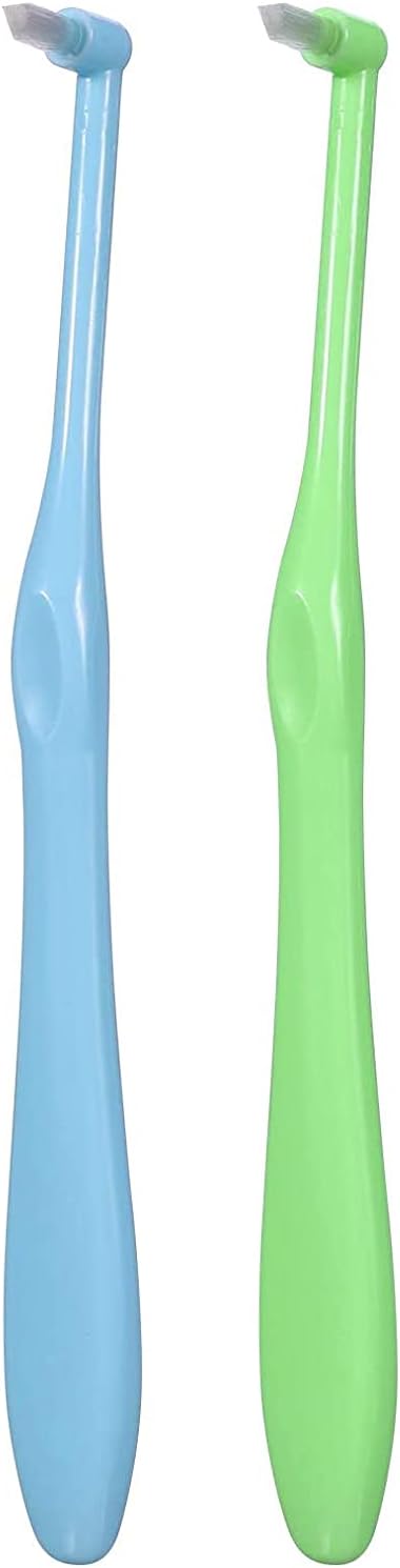 Cretty-Meet Soft Tufted Wisdom Toothbrush 2pcs Green Blue Detail Cleaning