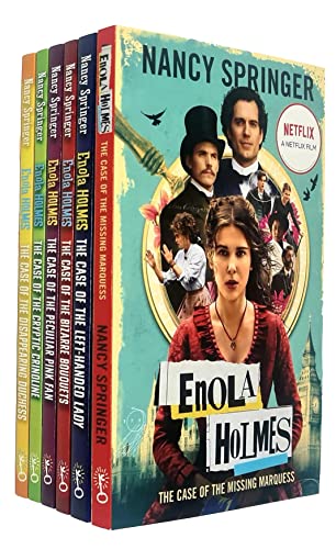 Enola Holmes Mystery Series 6 Books Collection Set Nancy Springer (The Case of the Missing Marquess, Left-Handed Lady, Bizarre Bouquets, Peculiar Pink Fan, Cryptic Crinoline, Gypsy Goodbye)