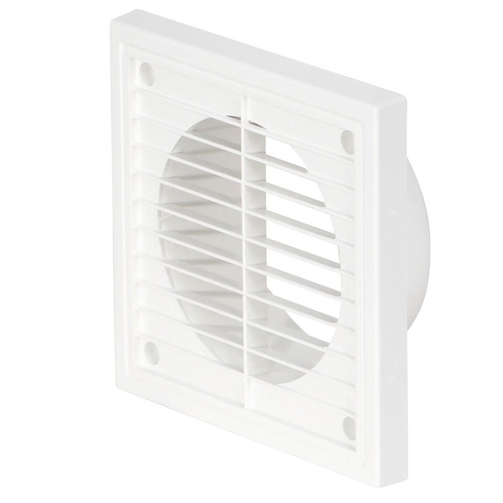 Airflow® External Wall Vent Cover – White Plastic Grille with Flyscreen for 100mm / 4" Ducting – Weatherproof Air Outlet – 154mm x 154mm