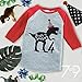 7 ate 9 Apparel Four Dino Birthday Dinosaur Red Baseball Tee 4T