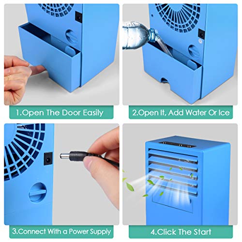 UOKOO Personal Space Air Conditioner, Mini Portable Desktop Fan Personal Misting Table Fan Small Evaporative Air Cooler Circulator Humidifier for Office, Dorm, Room, Outdoor