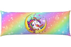 COLOZA Rainbow Unicorn body pillowcase for Boys Girls Unicorn Cartoon Long Pillow Case Protector with Zipper Decorative Ultra Soft 20"x54"