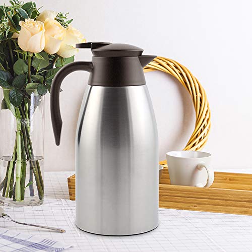 TOMAKEIT Stainless Steel Coffee Thermal Carafe - 2 Litre Double Walled Insulated Vacuum Flask - 24 Hour Heat Retention 68 Oz for Coffee or Tea(Sliver) - Thumbnail 6
