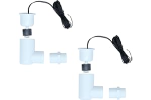 GZKEFEIS SS2 Float Switch L Shape 2 Pack, Compatible with Safe-T-Switch for HVAC Drain Pan Condensate Outlet, AC Water Level Switch with 3/4 Inch Adapter and 6Ft Wire