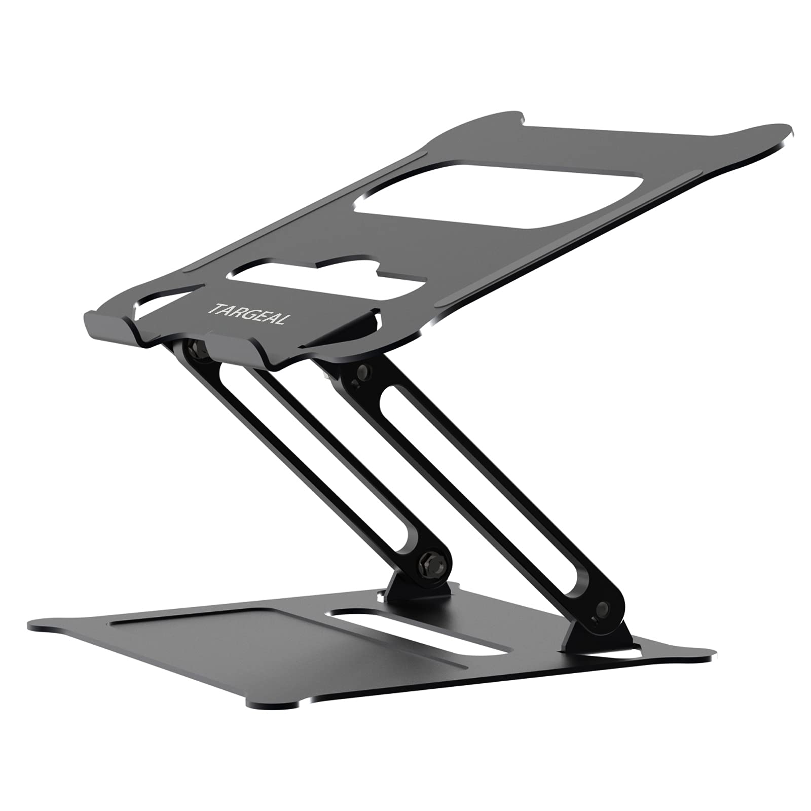 targeal Laptop Stand Ergonomic Aluminum Computer Stand for Desk, Adjustable Laptop Riser with Heat-Vent, Multi-Angle Lapdesks Compatible with MacBook Air/Pro, More 10-15.6" Laptops (Black)