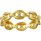 Pierced Owl Gold Plated 925 Sterling Silver Puff Mariner Design Link Ring