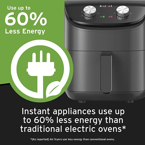 Freidora de aire Instant Pot Essentials 4QT con tecnología EvenCrisp que dora y recalienta, ajusta fácilmente el tiempo y la temperatura para comidas rápidas, más de 100 recetas en la aplicación, de los creadores de Instant Pot, negra