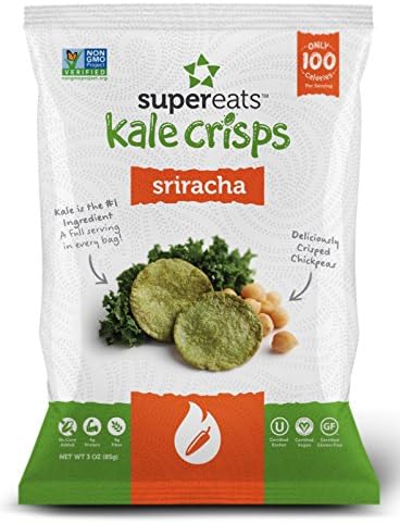 SuperEats Kale Crisps, Sriracha, Single Serve Bag (Pack of 24)
