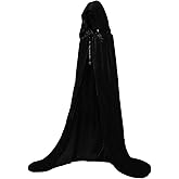 Charm&Cstay Velvet Cloak with Hood Women, Reverse Medieval Hooded Cloak