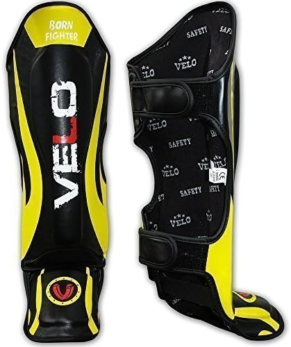 VELO Junior Shin Pads Kids kickboxing Muay Thai MMA Shin instep Leg Foot Protector 6-8 Age
