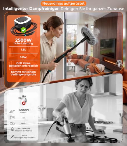 KYUT 16-in-1 Steam Cleaner, 80% Higher Cleaning Efficiency, Industry Leader No. 1, Handheld Steam Cleaner, Triple Safety Protection, 6 Certificates of Compliance, 1.8 L Tank for Household, Kitchen and