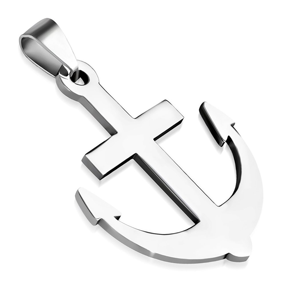 ZENSE - Men's marine anchor cross necklace in stainless steel ZP0208 - With 45 cm cord