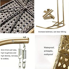 Hanging Egg Hammock Chair Cushions,Deluxe Swing Chair 2 Hanging Wicker Rattan Swing Chair Person Hammock with Stand… 51kJCYtqimL