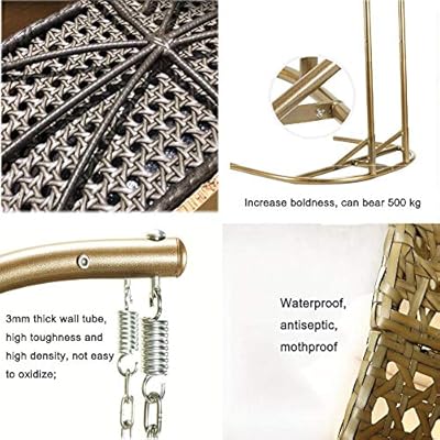 Hanging Egg Hammock Chair Cushions,Deluxe Swing Chair 2 Hanging Wicker Rattan Swing Chair Person Hammock with Stand… 51kJCYtqimL