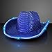 FlashingBlinkyLights Blue Sequin Light Up LED Cowboy Hat