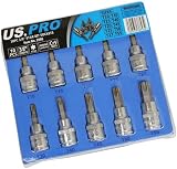 US PRO 10Pc 3/8 Drive 48mm S2 Torx Socket Set T10 T15 T20 T25 T27 T30 T40 T45 view 2