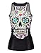 Pink Queen Hot Women Skeleton Printed Sleeveless T Shirt Vest Tank Tops (Skull-4)