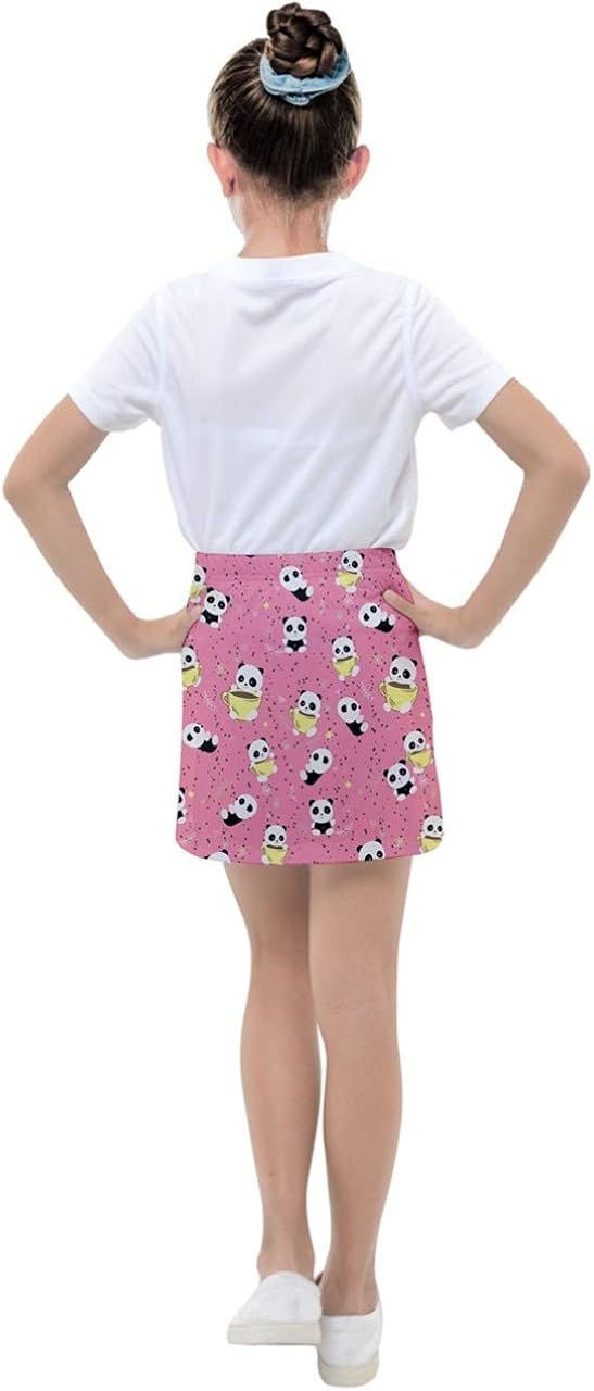 PattyCandy Girls Tennis Skirt with Short Gradient Adorable Panda Cartoon Tribal Design Skort, Size: 2-16: Clothing