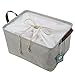 100% Natural Storage Basket, Household Storage Organizer Bin with Drawstring, Baby Toys Storage Bins, Shelf Storage Cubes for Living Room Cabinet, Beige