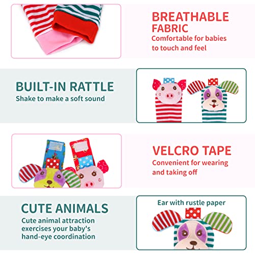 PADONISE Wrist Rattles for Babies 06 Months Rattles Socks for Babies 6