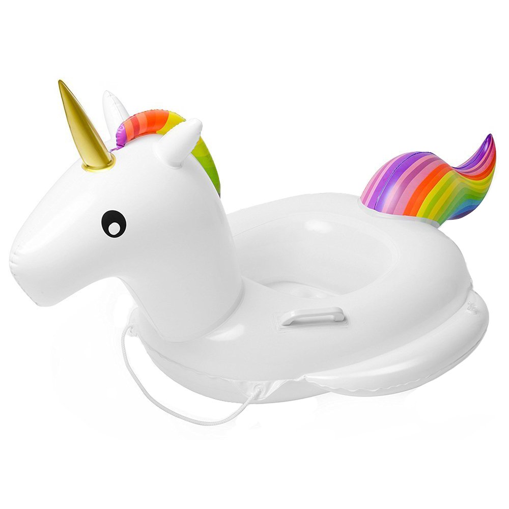 Flyboo Baby Swimming Float Unicorn Inflatable Seat Boat Kids Summer Fun Outdoor Pool Toys (74x72x70cm)
