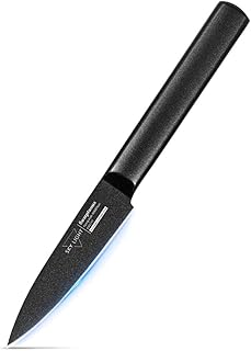 SKY LIGHT Kochmesser Gemüsemesser Obstmesser 9cm, Schälmesser Antihaftbeschichtung aus Nitrid-Serie, Full Tang Blade und Schmutz-und Korrosionsbeständig, Scharfer Klinge für Die Küche, Schwarzer