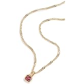Ariel Gordon Jewelry Women's Petite Asscher Charm Necklace, Dahlia, Pink, Gold, One Size