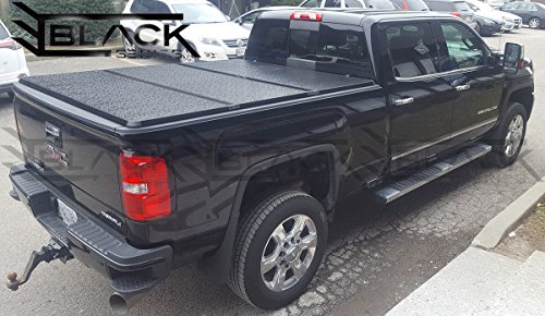 Black Series Hard Trifold Solid Tonneau Pickup Truck Box Cover Top-Mount (Fits 1988-2018 Chevy/GMC Silverado/Sierra 1500 2500HD 3500HD 6.5 Feet (78.9 Inches / 2.0 Metres) Bed Box Size)