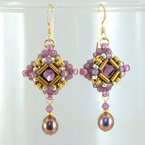 Vintage Inspired Plum Earrings Handcrafted in 14K Gold Filled with Cultured Freshwater Pearl Drops