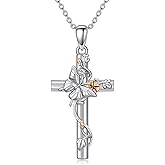 MISTBEE Hummingbird/Bee/Ladybug/Tree of Life/Butterfly/Infinity/lrish Claddagh Necklace Cross Jewelry Gifts 925 Sterling Silver Cross Pendant Necklace for Women Girls