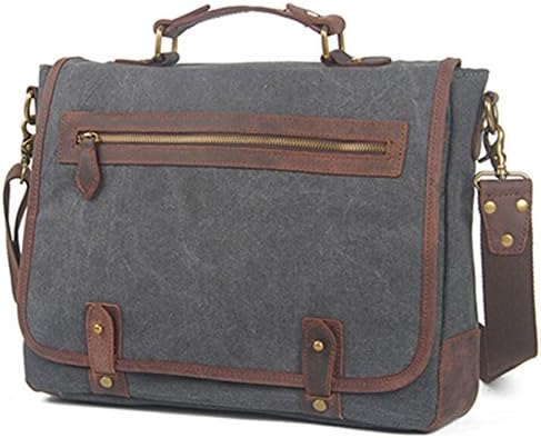 Unisex Vintage Brief Case Messenger Bag Dark Grey