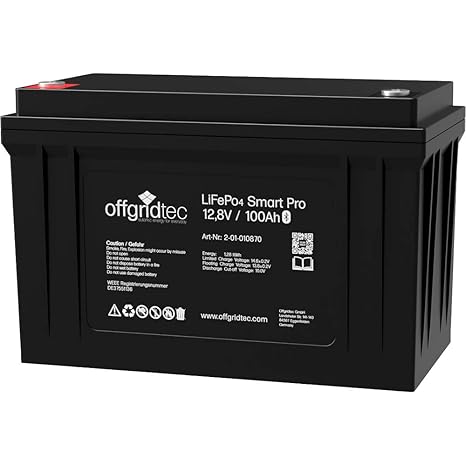 Offgridtec® LiFePo4 Batterie 12/100 12,8V 100Ah 1280Wh BMS integriert inkl. Bluetooth Überwachung