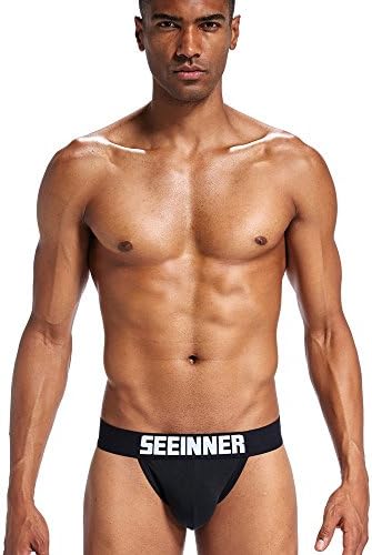 Autumn wind Men Cotton Breathable Boxers Panties High Fork Seamless Thongs Underwear, 4 Colors, M-XL Black