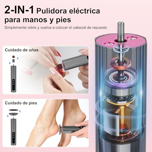 Lima Electrica pies Durezas, Electrica Aparato de Pedicura Eliminar de Callos, Profesional Lima Eléctrica Recargable para Pies con Pantalla LCD y 9 Niveles, para Secos y Agrietados Talone (Gris)