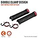 BV Bike Handlebar Grips, Double Lock-on Bicycle Grip Handle Bar End Holding Locking Grips, for MTB, BMX, Mountain, Downhill, Folding Bike (Red)