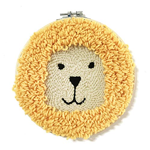 Wool Queen Lion Punch Needle Starter Kit | Animal Rug-Punch Beginner Kit, with an Adjustable Embroidery Pen and 7.9'' Bamboo Hoop (Lion-Y)