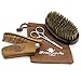 Beard Care Grooming Kit for Men - Boar Bristle Beard Brush, Sandalwood Beard Comb and Facial Hair Trimming Scissors by GentlemanRa.