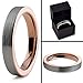 Tungsten Wedding Band Ring 4mm for Men Women Comfort Fit 18K Rose Gold Plated Plated Pipe Cut Flat Brushed Polished