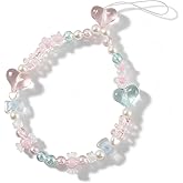 YINPIXUS Phone Charm Wrist Strap, Beaded Cell Phone Wristlet, Kawaii Chain Charm Lanyard, Universal Bracelet Decor for Phones Camera Keys AirPods Keychains