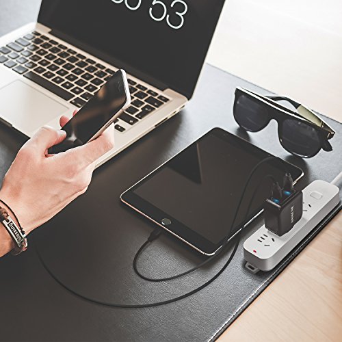 24W Dual USB Travel Wall Charger, ANMONE 2-Port fast charging Foldable Plug with Smart ID Technology mobile phone charger AC Adapter for iPhone X 6//8//7 Plus/, iPad Pro, Samsung S8 and more (Black) - Thumbnail 5