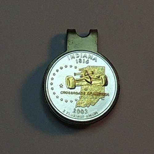 Indiana Statehood Quarter - Gorgeously 2-Toned (Uniquely Hand done) Gold on Silver coin - Magnetic Golf Ball Marker - Hat clips for men - women - boys - accessories sports fitness - Thumbnail 2