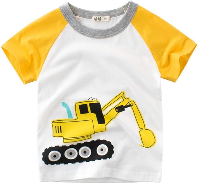 27 Kids Dibujos Animados Para Ninos Excavadora Camiseta De Algodon Boy Summercamiseta Demanga Corta Con Cuello Redondo Cuello Alto Para Ninoscamiseta De Manga Corta Blanco 110 Amazon Es Ropa Y Accesorios