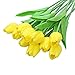 DECORA 10pcs Real Touch Tulips Artificial Flowers for Wedding Home Centerpiece Decoration(Yellow)