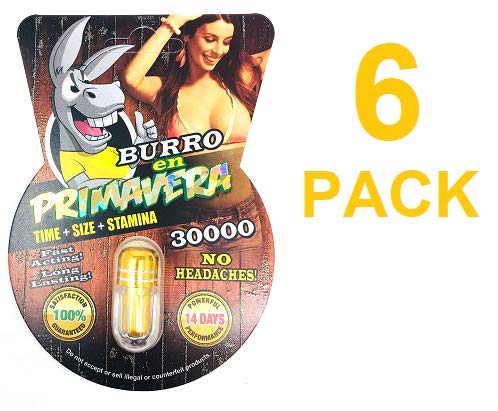 Burro En Primavera 30000 (6 Pack) w/Bonus Royal Queen 20000 (1 Pill) Premium Male Sexual Enhancement Pill (6)