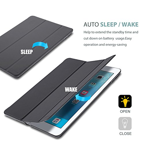 ProCase New iPad 9.7 Case 2017 iPad - Ultra Slim Lightweight Stand Case with Translucent Frosted Back Smart Cover for 2017 New Apple iPad 9.7 Inch, With Auto Sleep/Wake - Space Gray